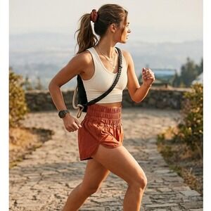 FP Movement Free People The Way Home Shorts Terracotta Rust High Rise Small